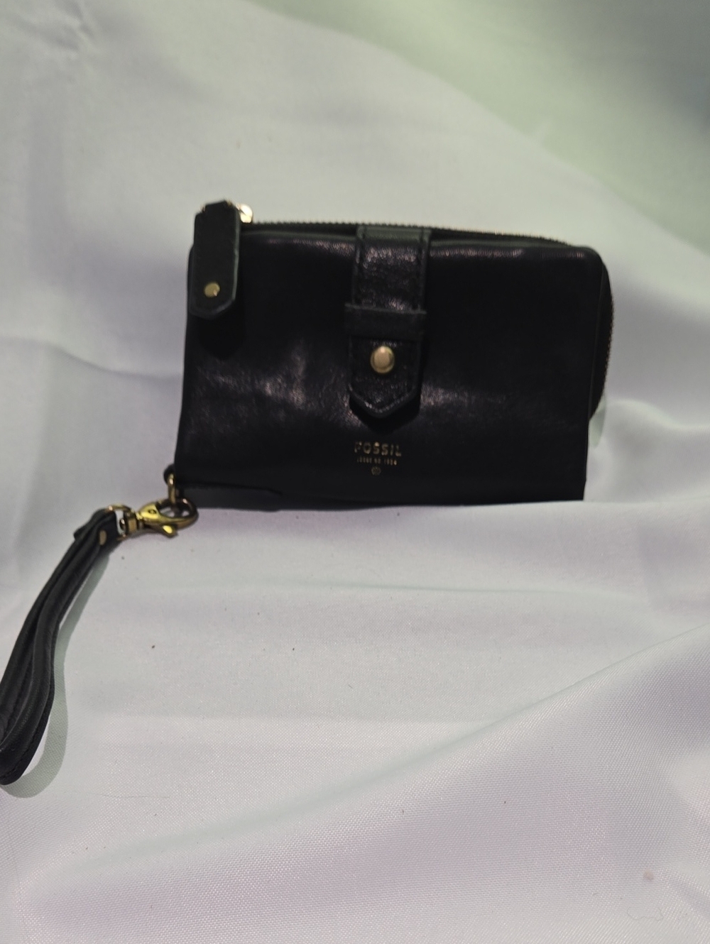 Fossil Black Leather Wristlet Wallet